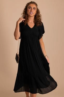 In Loom Touring Rome Midi Dress -Bella Ella Sales TouringRome Smocked Maxi Dress Black 5000x