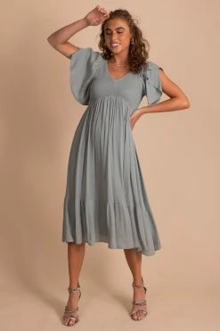 In Loom Touring Rome Midi Dress -Bella Ella Sales TouringRome Smocked Maxi Dress Dusty Sage 4 5000x