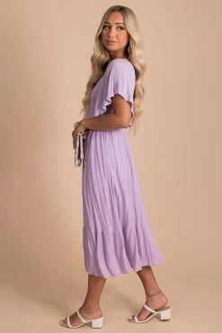 In Loom Touring Rome Midi Dress -Bella Ella Sales TouringRome Smocked Maxi Dress Lavender Purple 3 5000x