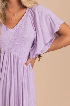 In Loom Touring Rome Midi Dress -Bella Ella Sales TouringRome Smocked Maxi Dress Lavender Purple 4 5000x