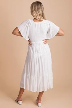 In Loom Touring Rome Midi Dress -Bella Ella Sales TouringRome Smocked Maxi Dress White 2 5000x