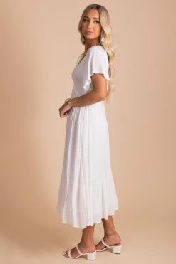 In Loom Touring Rome Midi Dress -Bella Ella Sales TouringRome Smocked Maxi Dress White 3 5000x