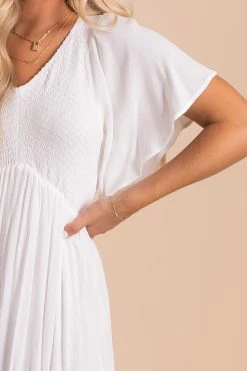 In Loom Touring Rome Midi Dress -Bella Ella Sales TouringRome Smocked Maxi Dress White 4 5000x