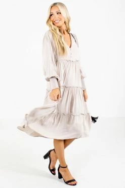 In Loom Travel The Globe Beige Midi Dress -Bella Ella Sales Travel the Globe Beige Dress Side 5000x