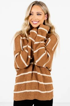 Bella Ella Boutique Trend-Setter Brown Open Back Sweater -Bella Ella Sales Trend Setter Brown Sweater Front2 5000x