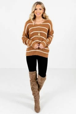 Bella Ella Boutique Trend-Setter Brown Open Back Sweater -Bella Ella Sales Trend Setter Brown Sweater Full Front 5000x