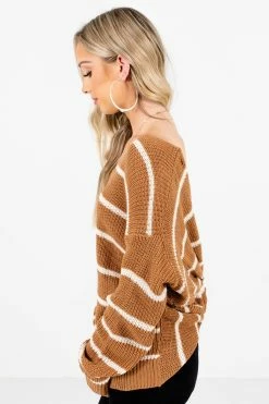Bella Ella Boutique Trend-Setter Brown Open Back Sweater -Bella Ella Sales Trend Setter Brown Sweater Side 5000x