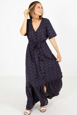 Rokoko True To Myself Navy Floral Maxi Dress -Bella Ella Sales True to Myself Navy Dress Full Front 5000x
