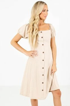 Love Tree / Style Melody Two Worlds Apart Knee-Length Dress 13 Love Tree / Style Melody Two Worlds Apart Knee-Length Dress -Bella Ella Sales Two Worlds Apart Beige Dress Front 5000x