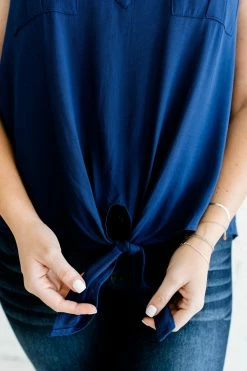 Bella Ella Boutique Unforgettable Style Navy Knot Top -Bella Ella Sales Unforgettable Style Navy Knot Top Detail 1 5000x