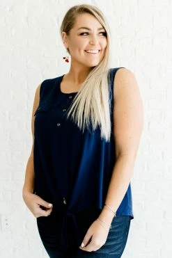 Bella Ella Boutique Unforgettable Style Navy Knot Top -Bella Ella Sales Unforgettable Style Navy Knot Top Front 1 5000x
