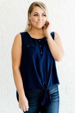Bella Ella Boutique Unforgettable Style Navy Knot Top