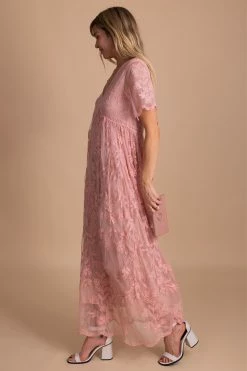 Polagram Unstoppable Lace Maxi Dress -Bella Ella Sales Unstoppable Lace Maxi Dress pink 2 5000x