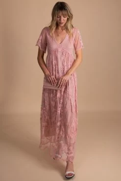 Polagram Unstoppable Lace Maxi Dress -Bella Ella Sales Unstoppable Lace Maxi Dress pink 5000x