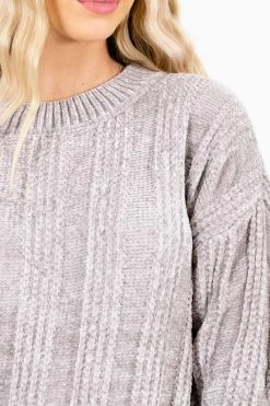 Bella Ella Boutique Warm Embrace Gray Sweater -Bella Ella Sales Warm Embrace Gray Sweater Detail 5000x