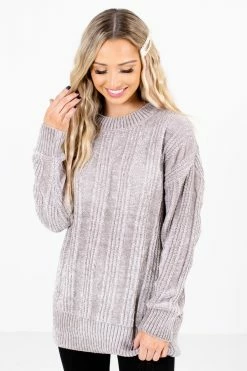Bella Ella Boutique Warm Embrace Gray Sweater
