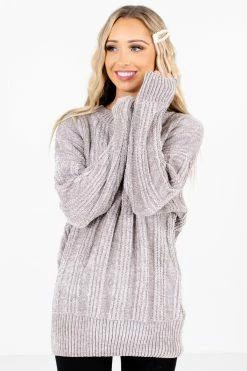 Bella Ella Boutique Warm Embrace Gray Sweater -Bella Ella Sales Warm Embrace Gray Sweater Front 5000x