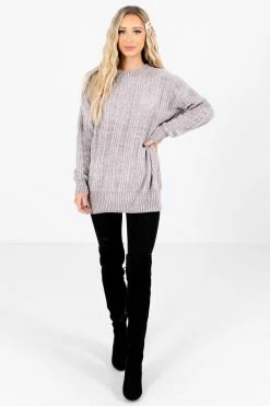 Bella Ella Boutique Warm Embrace Gray Sweater -Bella Ella Sales Warm Embrace Gray Sweater Full Front2 5000x