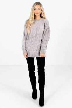 Bella Ella Boutique Warm Embrace Gray Sweater -Bella Ella Sales Warm Embrace Gray Sweater Full Front 5000x