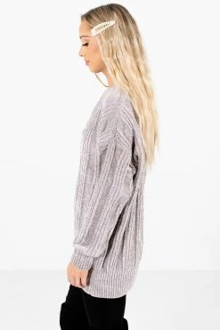 Bella Ella Boutique Warm Embrace Gray Sweater -Bella Ella Sales Warm Embrace Gray Sweater Side 5000x