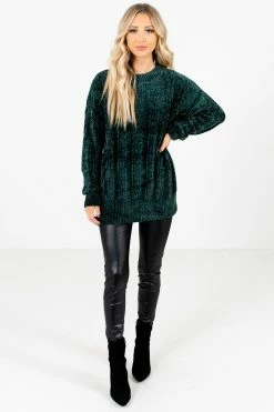 Bella Ella Boutique Warm Embrace Green Sweater -Bella Ella Sales Warm Embrace Green Sweater Full Front2 5000x