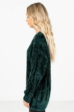 Bella Ella Boutique Warm Embrace Green Sweater -Bella Ella Sales Warm Embrace Green Sweater Side 5000x