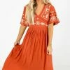 In Loom When Morning Comes Orange Midi Dress