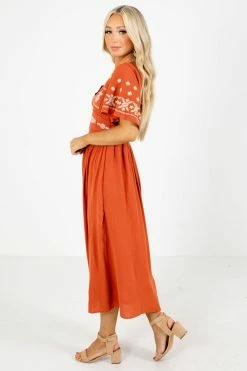 In Loom When Morning Comes Orange Midi Dress -Bella Ella Sales When Morning Comes Orange Dress Side 5000x