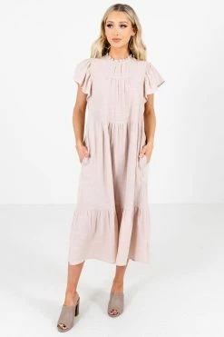 Bella Ella Boutique Wish Come True Beige Midi Dress 10 Bella Ella Boutique Wish Come True Beige Midi Dress -Bella Ella Sales Wish Come True Beige Dress Front 5000x