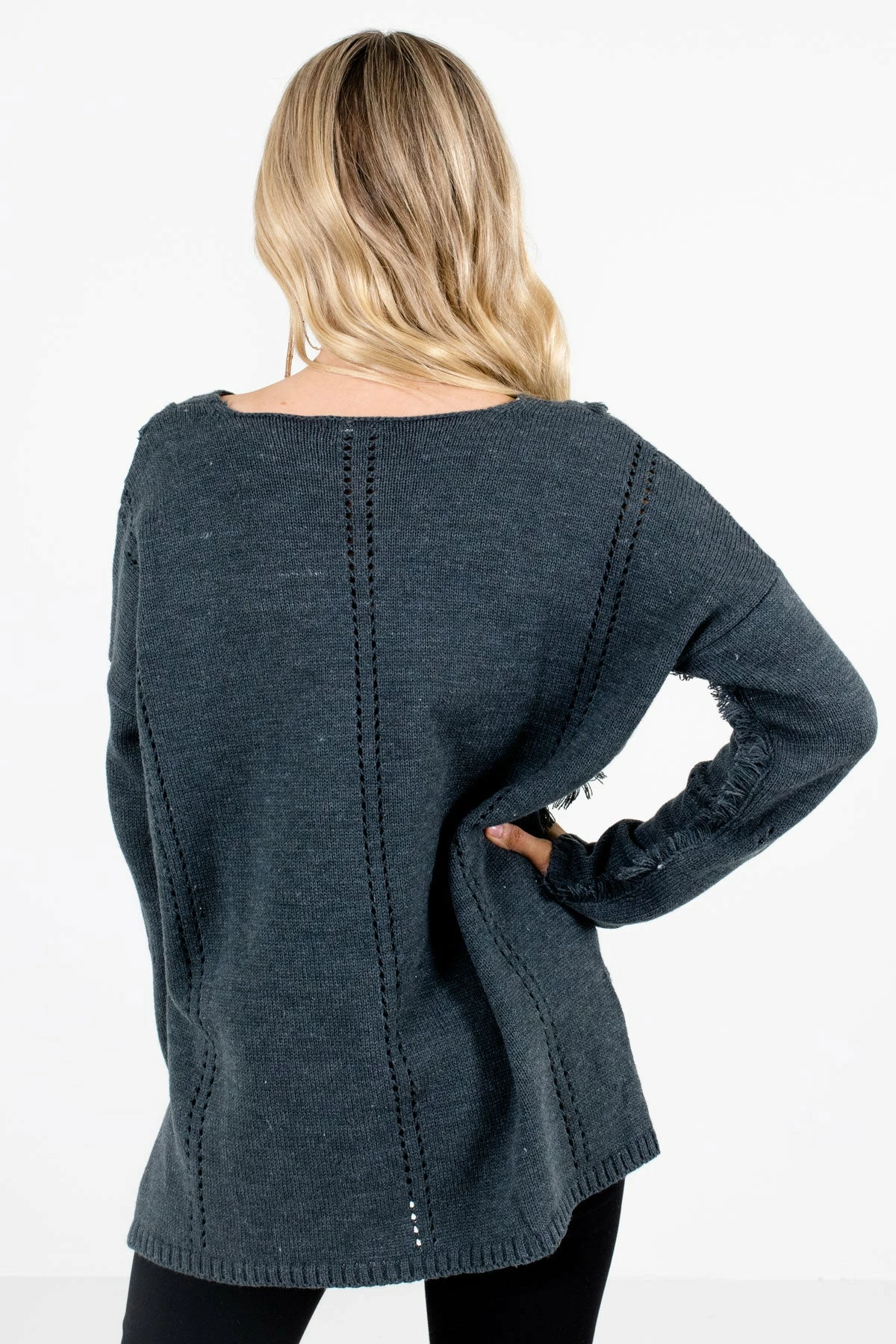 Bella Ella Boutique Young & In Love Charcoal Gray Sweater 2 Bella Ella Boutique Young & In Love Charcoal Gray Sweater - Image 2