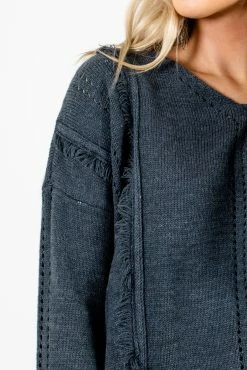 Bella Ella Boutique Young & In Love Charcoal Gray Sweater 10 Bella Ella Boutique Young & In Love Charcoal Gray Sweater -Bella Ella Sales Young in Love Charcoal Sweater Detail 5000x