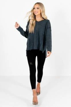 Bella Ella Boutique Young & In Love Charcoal Gray Sweater 15 Bella Ella Boutique Young & In Love Charcoal Gray Sweater -Bella Ella Sales Young in Love Charcoal Sweater Full Front 5000x