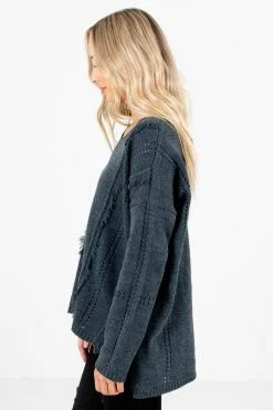 Bella Ella Boutique Young & In Love Charcoal Gray Sweater 13 Bella Ella Boutique Young & In Love Charcoal Gray Sweater -Bella Ella Sales Young in Love Charcoal Sweater Side 5000x