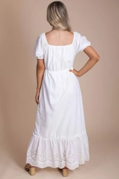 Polagram All The Possibilities Eyelet Detail Maxi Dress - White -Bella Ella Sales all the possibilites back 5000x