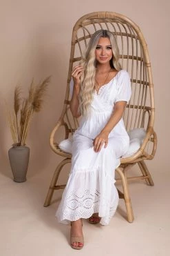 Polagram All The Possibilities Eyelet Detail Maxi Dress - White -Bella Ella Sales all the possibilites lifestyle 5000x
