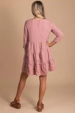 E&M/Mine Dream Montage Long Sleeve Mini Dress -Bella Ella Sales back pink 5000x