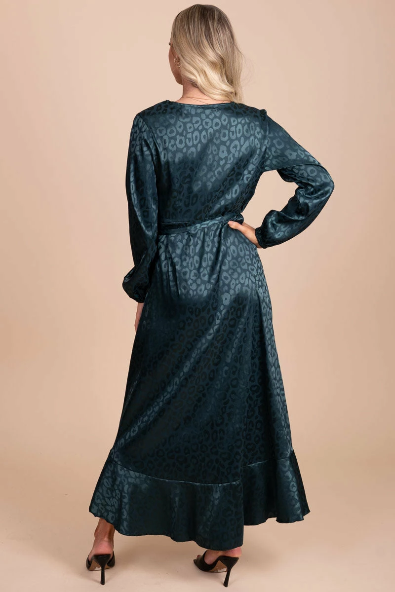 Adele B In The Wild Animal Print Wrap Dress - Dark Green 4 Adele B In The Wild Animal Print Wrap Dress - Dark Green - Image 4