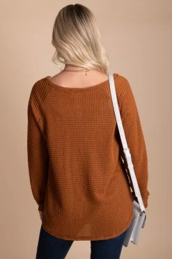 Bibi Turn A New Leaf V-Neck Sweater - Brown -Bella Ella Sales back 359091de 455e 4ae5 b9cd e50f85b57d06 5000x