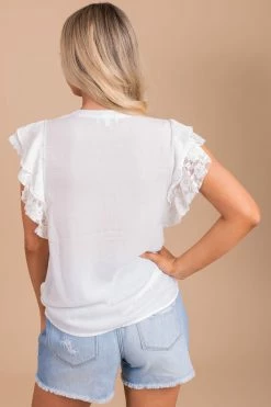 Denim Fever We Belong Together Lace Sleeve Top - White -Bella Ella Sales back 5339a17f c8ce 48b7 a70d 9bf0a653068d 5000x