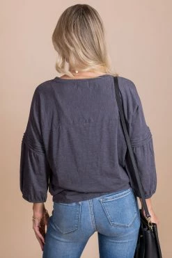 Boulevard Apparel Totally Unique Charcoal Gray Top -Bella Ella Sales back 57d99b74 dc75 4956 85d7 619ffe813bad 5000x
