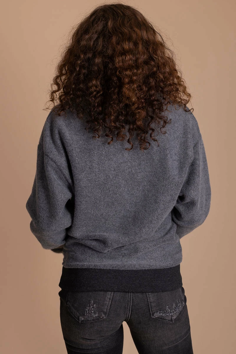 Reflex Warm And Fuzzy Long Sleeve Top - Dark Gray 4 Reflex Warm And Fuzzy Long Sleeve Top - Dark Gray - Image 4