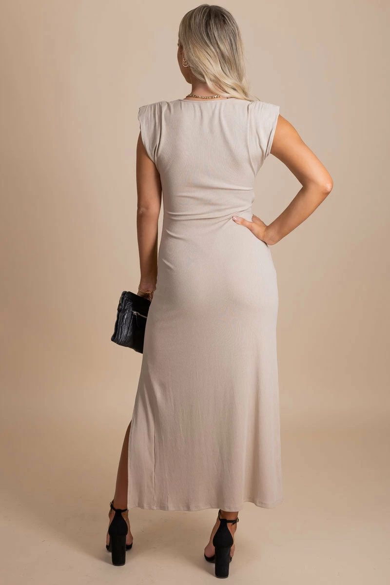 Le Lis Mix It Up Cutout Maxi Dress - Light Brown 4 Le Lis Mix It Up Cutout Maxi Dress - Light Brown - Image 4