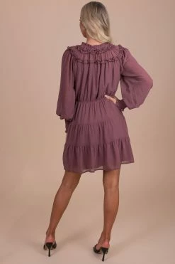 Blu Pepper Caught Up In The Details Long Sleeve Mini Dress - Purple -Bella Ella Sales back 87e337e4 c623 44b2 98d5 4fb568a20c27 5000x