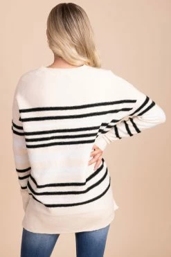Stacatto Winter Wonderland Striped Long Sleeve Sweater - Off White -Bella Ella Sales back 8dcc5b0f e907 48ae 9d55 da0dc00c7955 5000x