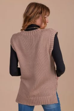 Be Cool Winter Nutmeg Cable Knit Sweater Vest - Light Brown -Bella Ella Sales back 9c77f17c 9e03 49f0 9d2b d2ceb2760720 5000x