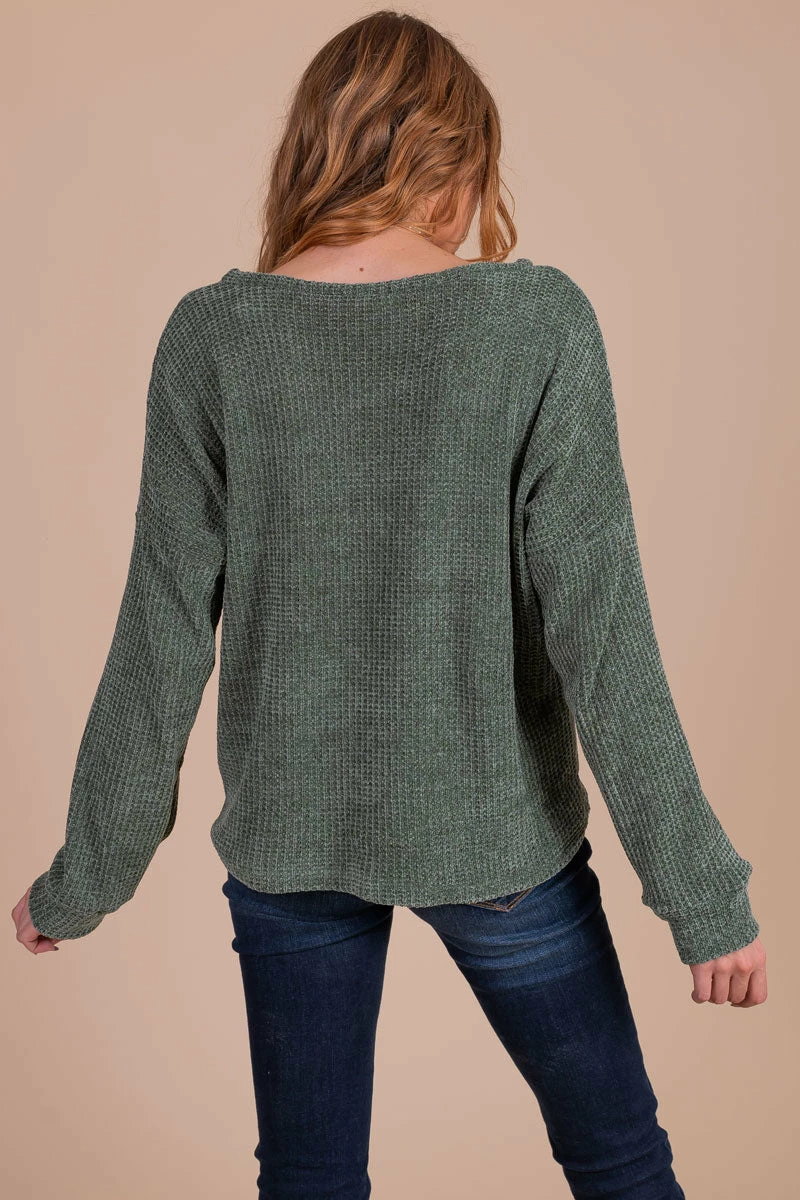 7th Ray Into The Woods Knit Pullover Sweater - Dark Green 4 7th Ray Into The Woods Knit Pullover Sweater - Dark Green - Image 4