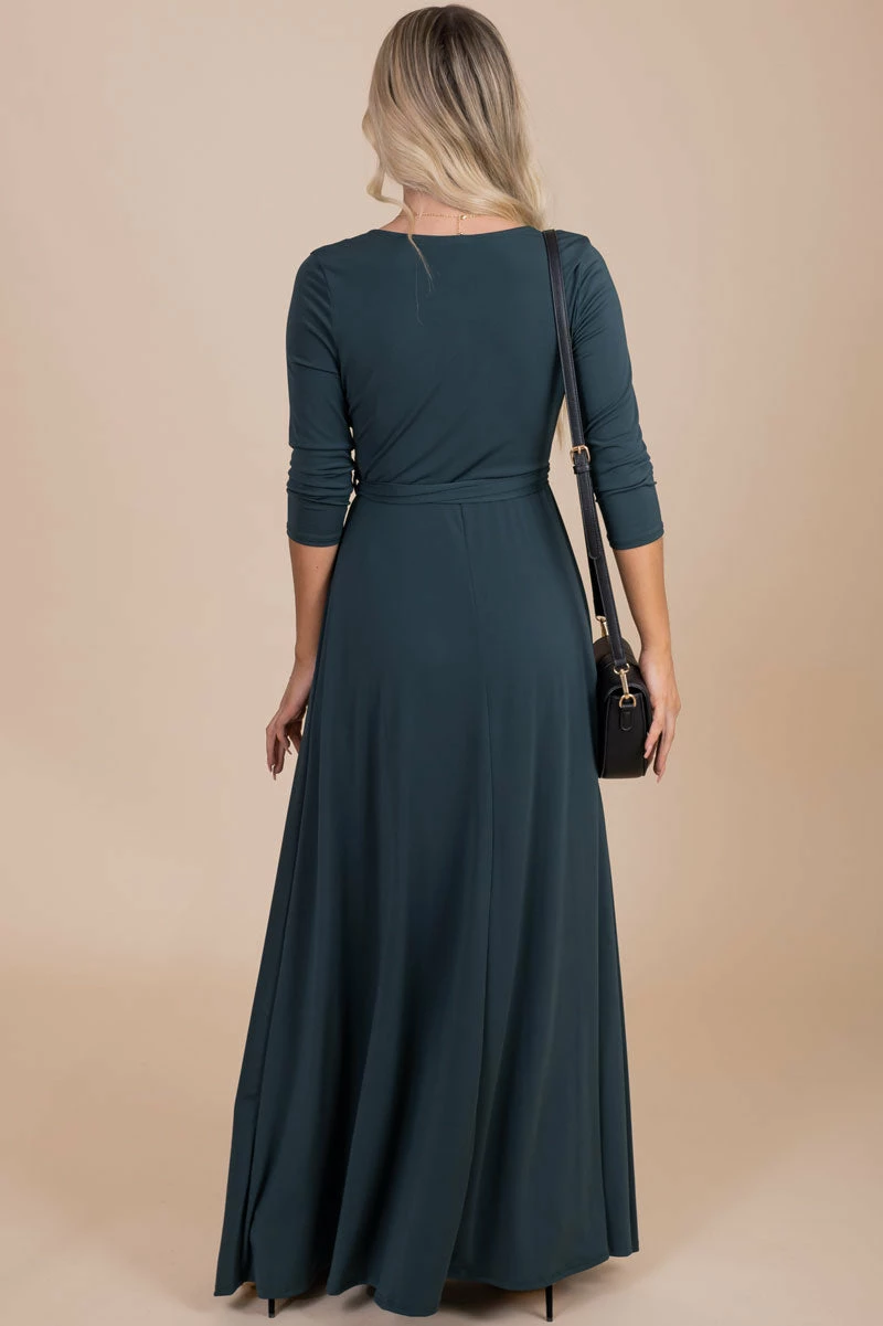 Janette Little Secrets V-Neck Maxi Dress - Dark Green 4 Janette Little Secrets V-Neck Maxi Dress - Dark Green - Image 4