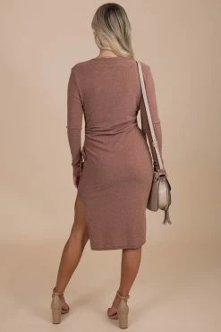 Livana On The Rise V-Neck Long Sleeve Midi Dress - Pink -Bella Ella Sales back d352090f 8320 430b 8da3 5453f75a9bda 5000x