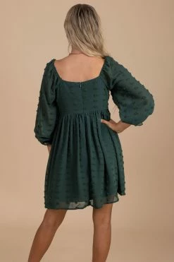 Mainstrip Take Me Away Puff Sleeve Mini Dress - Dark Green -Bella Ella Sales back d841c669 b961 4e90 9fc7 e249e956f2cb 5000x