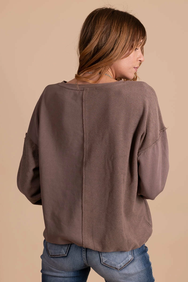 Blue B Hot Cocoa Long Sleeve Sweater - Dark Brown 4 Blue B Hot Cocoa Long Sleeve Sweater - Dark Brown - Image 4